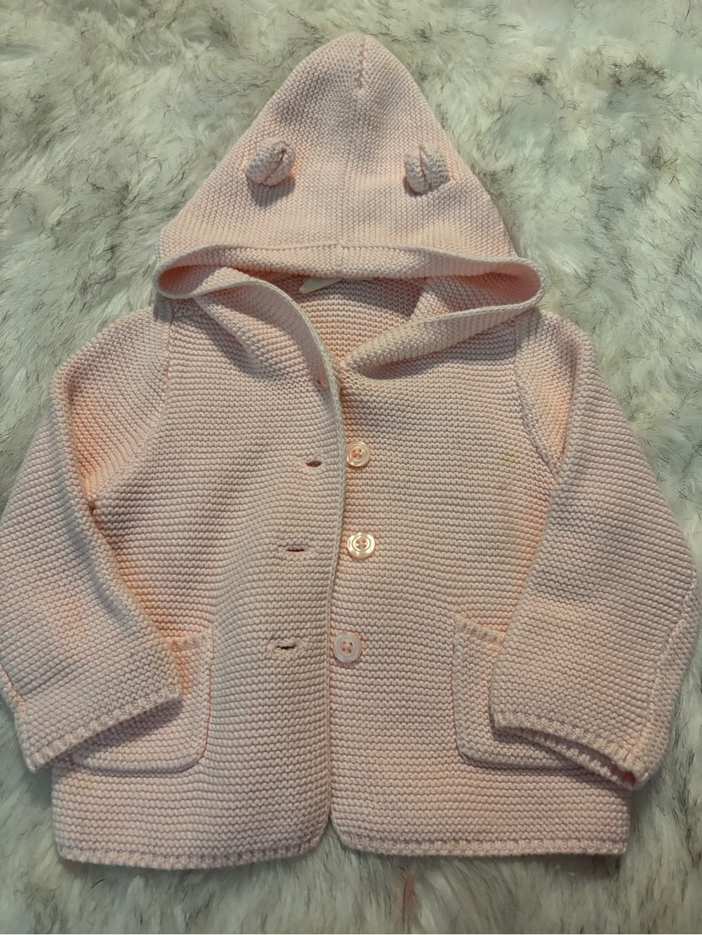 GAP Light Pink Hooded Knit Sweater with Pockets